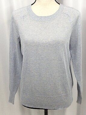 J Crew Metallic Shimmer Sheer Sweater Women's Size Small Blue Silver 03537